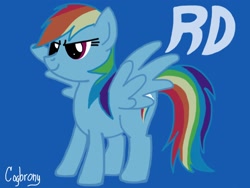 Size: 2048x1536 | Tagged: safe, artist:thebrokencog, rainbow dash, pegasus, pony, g4, simple background, solo