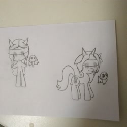 Size: 3456x3456 | Tagged: safe, human, pony, unicorn, high res, lilith (the binding of isaac), the binding of isaac, traditional art