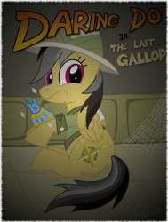 Size: 1920x2540 | Tagged: safe, artist:thebrokencog, daring do, pegasus, pony, g4, female, mare, solo, spider web, statue