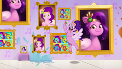 Size: 1920x1080 | Tagged: safe, screencap, pipp petals, pegasus, pony, a home to share, g5, my little pony: tell your tale, spoiler:g5, spoiler:my little pony: tell your tale, andy warhol, female, flying, mare, solo