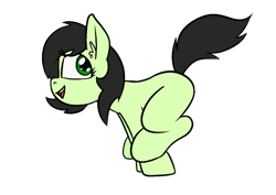 Size: 1414x1000 | Tagged: safe, artist:happy harvey, oc, oc only, oc:filly anon, earth pony, pony, blank flank, ear fluff, female, filly, foal, happy, looking back, phone drawing, running, simple background, smiling, solo, transparent background