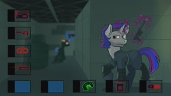 Size: 2048x1152 | Tagged: safe, artist:cadetredshirt, oc, pony, unicorn, commission, magic, metal gear, parody