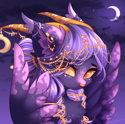 Size: 2226x2204 | Tagged: safe, artist:airiniblock, oc, oc only, oc:jeweled sundown, pegasus, pony, rcf community, bust, commission, high res, pegasus oc, solo