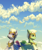 Size: 2500x3000 | Tagged: safe, artist:rrd-artist, thunder flap, zoom zephyrwing, pegasus, pony, fanfic:diaries of a zephyrwing, g5, cloud, commission, commissioner:navelcolt, cover art, duo, duo male and female, fanfic, fanfic art, female, frown, guard, guardsmare, high res, male, mare, on a cloud, pegasus royal guard, royal guard, shy, smiling, stallion, standing on a cloud