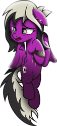 Size: 3530x7783 | Tagged: safe, artist:php178, derpibooru exclusive, oc, oc only, oc:sassy lost, pegasus, pony, fallout equestria, a royal problem, g4, my little pony: the movie, trade ya!, ear piercing, earring, female, flying, heterochromia, jewelry, lidded eyes, looking at you, looking down, movie accurate, open mouth, pegasus oc, piercing, purple eye, red eye, sad, scar, show moviefied, simple background, skull, solo, spread wings, tail, transparent background, two toned mane, two toned tail, wings