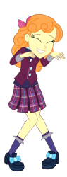 Size: 1308x3443 | Tagged: safe, artist:gmaplay, orange sherbette, equestria girls, g4, background human, clothes, crystal prep academy uniform, eyes closed, female, grin, happy, high res, plaid skirt, pleated skirt, school uniform, simple background, skirt, smiling, solo, transparent background