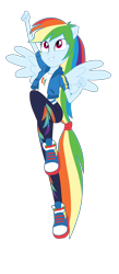 Size: 1900x4346 | Tagged: safe, artist:gmaplay, rainbow dash, equestria girls, g4, my little pony equestria girls: better together, run to break free, female, grin, high res, ponied up, simple background, smiling, solo, spread wings, transparent background, wings