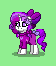 Size: 63x74 | Tagged: safe, artist:dematrix, oc, oc only, oc:mutia syahlani, pony, unicorn, pony town, bow, clothes, cute, female, green background, hair bow, hairpin, horn, mare, ocbetes, pixel art, simple background, smiling, solo, tail, tail bow, unicorn oc