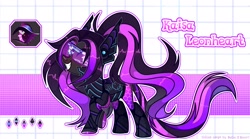 Size: 2560x1424 | Tagged: safe, artist:henori_artist, oc, oc only, pony, abstract background, female, grin, mare, smiling, solo, visor