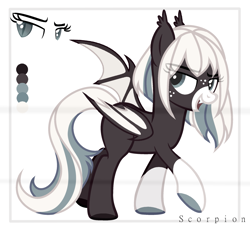 Size: 2365x2188 | Tagged: safe, artist:sscorpionsss, oc, oc only, bat pony, pony, bat pony oc, bat wings, colored hooves, eye clipping through hair, eyelashes, female, freckles, high res, mare, smiling, solo, wings