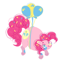 Size: 2480x2480 | Tagged: safe, artist:whitefeatherink, pinkie pie, earth pony, pony, g4, balloon, fat, female, floating, high res, mare, obese, piggy pie, pudgy pie, simple background, solo, then watch her balloons lift her up to the sky, transparent background