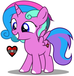 Size: 3330x3430 | Tagged: safe, artist:strategypony, oc, oc only, oc:roxy, alicorn, pony, alicorn oc, cute, female, filly, foal, grin, high res, horn, ocbetes, shadow, simple background, smiling, solo, spread wings, transparent background, wings
