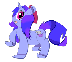 Size: 3030x2628 | Tagged: safe, artist:pikacshu, oc, oc only, oc:qular, pony, unicorn, :p, bow, cartoon physics, cute, female, flattened, hair bow, high res, horn, looking at you, mare, raised hoof, shape change, simple background, smiling, smiling at you, solo, tongue out, transformation, transparent background, unicorn oc