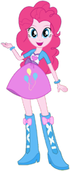 Size: 575x1390 | Tagged: safe, editor:rupahrusyaidi, pinkie pie, equestria girls, g4, background removed, boots, clothes, female, high heel boots, looking at you, open mouth, open smile, shirt, shoes, simple background, skirt, smiling, smiling at you, solo, transparent background