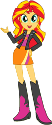 Size: 580x1378 | Tagged: safe, edit, edited screencap, editor:rupahrusyaidi, screencap, sunset shimmer, equestria girls, g4, background removed, boots, clothes, jacket, shirt, shoes, simple background, skirt, solo, transparent background