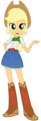 Size: 522x1532 | Tagged: safe, edit, edited screencap, editor:rupahrusyaidi, screencap, applejack, equestria girls, g4, background removed, belt, belt buckle, boots, clothes, cowboy boots, cowboy hat, cowgirl, denim skirt, hat, shirt, shoes, simple background, skirt, solo, stetson, transparent background