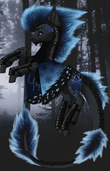 Size: 3100x4800 | Tagged: safe, artist:elberas, oc, oc only, earth pony, pony, constellation, constellation hair, earth pony oc, ethereal mane, forest, high res, outdoors, rearing, solo, starry mane