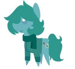 Size: 634x584 | Tagged: safe, artist:alandisc, oc, oc only, oc:max crow, earth pony, pony, clothes, earth pony oc, hair over one eye, pointy ponies, scarf, simple background, smiling, solo, sweater, white background