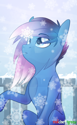 Size: 1500x2429 | Tagged: safe, artist:redchetgreen, oc, oc only, earth pony, pony, slender, snow, snowfall, solo, thin