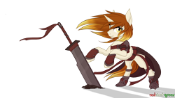 Size: 2500x1406 | Tagged: safe, artist:redchetgreen, oc, oc only, pony, unicorn, simple background, solo, sword, transparent background, weapon