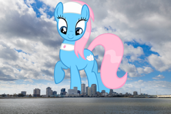 Size: 1280x853 | Tagged: safe, artist:sierraex, artist:thegiantponyfan, lotus blossom, earth pony, pony, g4, female, giant lotus blossom, giant pony, giant/macro earth pony, giantess, highrise ponies, irl, louisiana, macro, mare, new orleans, photo, ponies in real life, raised hoof, spa pony, story included