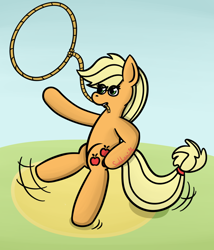 Size: 1280x1493 | Tagged: safe, artist:subleni, applejack, earth pony, pony, g4, lasso, rope, simple background