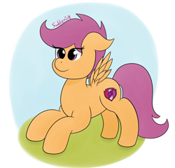 Size: 1280x1227 | Tagged: safe, artist:subleni, scootaloo, g4, female, simple background, solo, white background