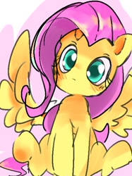 Size: 440x588 | Tagged: safe, artist:pnpn_721, fluttershy, pegasus, pony, g4, cute, female, looking at you, mare, shyabetes, solo, spread wings, wings