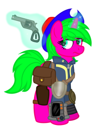 Size: 2800x3500 | Tagged: safe, artist:ponkus, oc, oc only, oc:skrrah, pony, unicorn, fallout equestria, eyestrain warning, female, gun, high res, mare, simple background, solo, transparent background, weapon