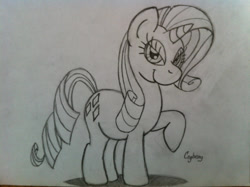 Size: 1024x765 | Tagged: safe, artist:thebrokencog, rarity, pony, unicorn, g4, female, sketch, solo, traditional art