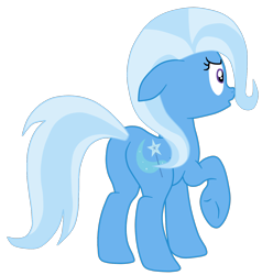 Size: 1510x1521 | Tagged: safe, artist:gmaplay, trixie, pony, unicorn, g4, butt, ears back, female, full body, hooves, mare, plot, raised hoof, rear view, simple background, solo, standing, tail, the great and powerful ass, transparent background, underhoof