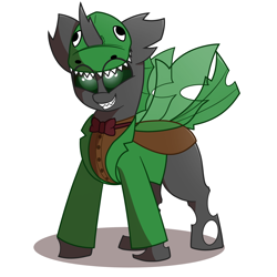 Size: 2160x2160 | Tagged: safe, artist:deltarainrum, oc, oc only, changeling, clothes, green changeling, high res, simple background, solo, white background