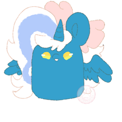 Size: 500x500 | Tagged: safe, artist:crezvcluu, oc, oc:fleurbelle, alicorn, pony, alicorn oc, beanie, bow, female, hair bow, hat, horn, mare, simple background, transparent background, wings, yellow eyes