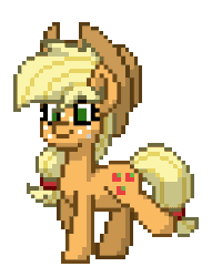 Size: 196x256 | Tagged: safe, artist:twilyisbestpone, derpibooru exclusive, applejack, earth pony, pony, pony town, g4, animated, cowboy hat, cute, female, freckles, gif, hat, jackabetes, mare, pixel art, simple background, smiling, solo, sprite, transparent background, trotting, trotting in place, walk cycle, walking