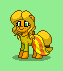 Size: 63x71 | Tagged: safe, artist:dematrix, oc, oc:apple marrie, pony, pony town, clothes, dress, female, green background, mare, pixel art, simple background, solo