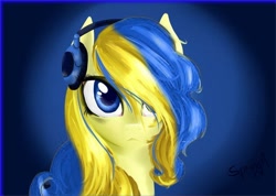 Size: 604x431 | Tagged: artist needed, safe, oc, oc only, oc:ukraine, pony, anti-war, blue background, current events, nation ponies, ponified, simple background, solo, ukraine