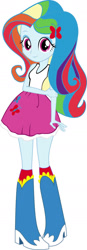 Size: 526x1519 | Tagged: safe, artist:darkoverlords, edit, editor:hannah731, vector edit, fluttershy, rainbow dash, equestria girls, g4, boots, clothes, eqg promo pose set, female, fluttershy's boots, high heel boots, palette swap, pigeon toed, recolor, shirt, shoes, simple background, skirt, socks, solo, vector, white background