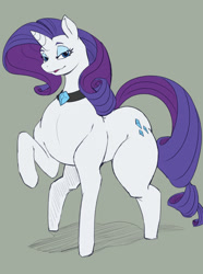 Size: 953x1280 | Tagged: safe, artist:imric1251, rarity, pony, unicorn, g4, collar, female, gray background, looking at you, mare, simple background, solo