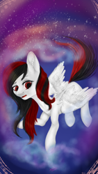 Size: 1080x1920 | Tagged: safe, artist:77jessieponygames77, oc, oc only, pegasus, pony, flying, pegasus oc, solo, space, stars, wings