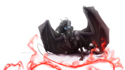 Size: 640x358 | Tagged: safe, artist:dementra369, oc, oc only, oc:vaylon black, bat pony, anthro, unguligrade anthro, bat pony oc, bat wings, fire, microphone, simple background, solo, white background, wings