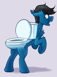 Size: 3000x4000 | Tagged: safe, artist:witchtaunter, oc, oc only, oc:pony video maker, pegasus, pony, abomination, but why, commission, commissioner:reversalmushroom, cursed, cursed image, explicit source, funny, inanimate tf, not salmon, pegasus oc, scared, shocked, shocked expression, the secret witchtaunter vault, toilet, toilet butt pony, toilet transformation, transformation, underhoof, wat, why