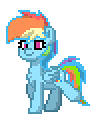 Size: 192x240 | Tagged: safe, rainbow dash, pegasus, pony, pony town, g4, animated, blinking, pixel art, simple background, solo, transparent background, trotting, walk cycle, walking