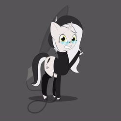 Size: 3000x3000 | Tagged: safe, artist:bestponies, oc, oc only, oc:diamond horseshoe, pony, unicorn, g5, my little pony: tell your tale, spoiler:g5, spoiler:my little pony: tell your tale, clothes, cutie mark background, female, glasses, high res, mare, smiling, socks, solo, sweater