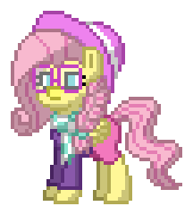 Size: 216x240 | Tagged: safe, fluttershy, pegasus, pony, pony town, g4, alternate hairstyle, animated, blinking, hipstershy, pixel art, simple background, solo, transparent background