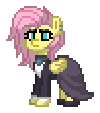 Size: 196x220 | Tagged: safe, fluttershy, pegasus, pony, pony town, g4, animated, blinking, fluttergoth, pixel art, simple background, solo, transparent background