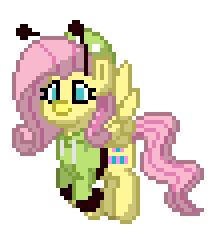 Size: 216x244 | Tagged: safe, fluttershy, pegasus, pony, antonymph, cutiemarks (and the things that bind us), pony town, vylet pony, g4, animated, blinking, fluttgirshy, flying, gir, invader zim, pixel art, simple background, solo, transparent background