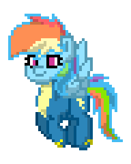 Size: 192x240 | Tagged: safe, rainbow dash, pony, pony town, g4, animated, clothes, flying, pixel art, simple background, solo, transparent background, uniform, wonderbolts uniform