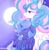 Size: 1879x1933 | Tagged: safe, artist:mushy, princess celestia, princess luna, alicorn, pony, g4, duo, female, mare, moon, royal sisters, s1 luna, siblings, sisters, smiling, young, young luna, younger