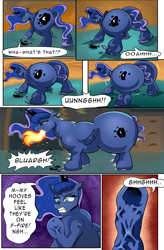 Size: 1800x2740 | Tagged: safe, artist:candyclumsy, princess luna, alicorn, pony, comic:luna's cronenberg, g4, alicorn princess, broken, butt, butt expansion, canterlot, canterlot castle, comic, commissioner:bigonionbean, ethereal mane, ethereal tail, extra thicc, female, fire, fire breath, flank, gritted teeth, growth, high res, hooves, horn, huge butt, jewelry, large butt, magic, mare, moonbutt, panicking, plot, pony to dragon, regalia, shocked, shocked expression, sketch, sketch dump, swelling, swollen, tail, talking, talking to herself, the ass was fat, transformation, transformation sequence, vein, vein bulge, wings, writer:bigonionbean
