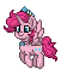 Size: 204x248 | Tagged: safe, artist:twilyisbestpone, derpibooru exclusive, pinkie pie, alicorn, pony, pony town, g4, alicornified, animated, bowtie, crown, cute, diapinkes, female, flying, gif, jewelry, mare, pinkiecorn, pixel art, race swap, regalia, simple background, smiling, solo, sprite, transparent background, wings, xk-class end-of-the-world scenario